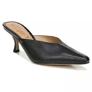 Sam Edelman Black Leather Pointed Mule with Kitten Heel
